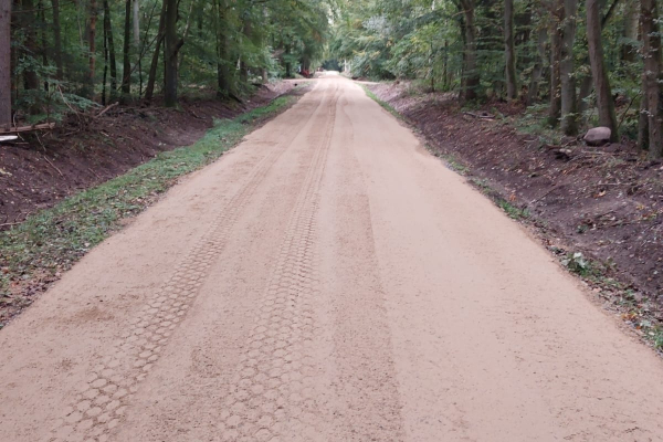 Angelegte Waldstraße im Bauprozess